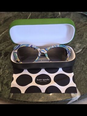 Kate Spade Paisleigh Blue Pattern Sunglasses With Hard Case